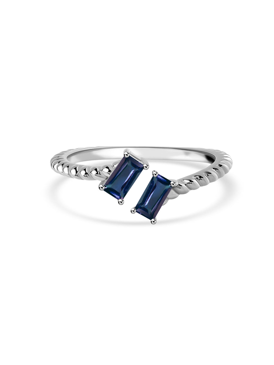 Alexandrite Sleek Silver Baguette Ring