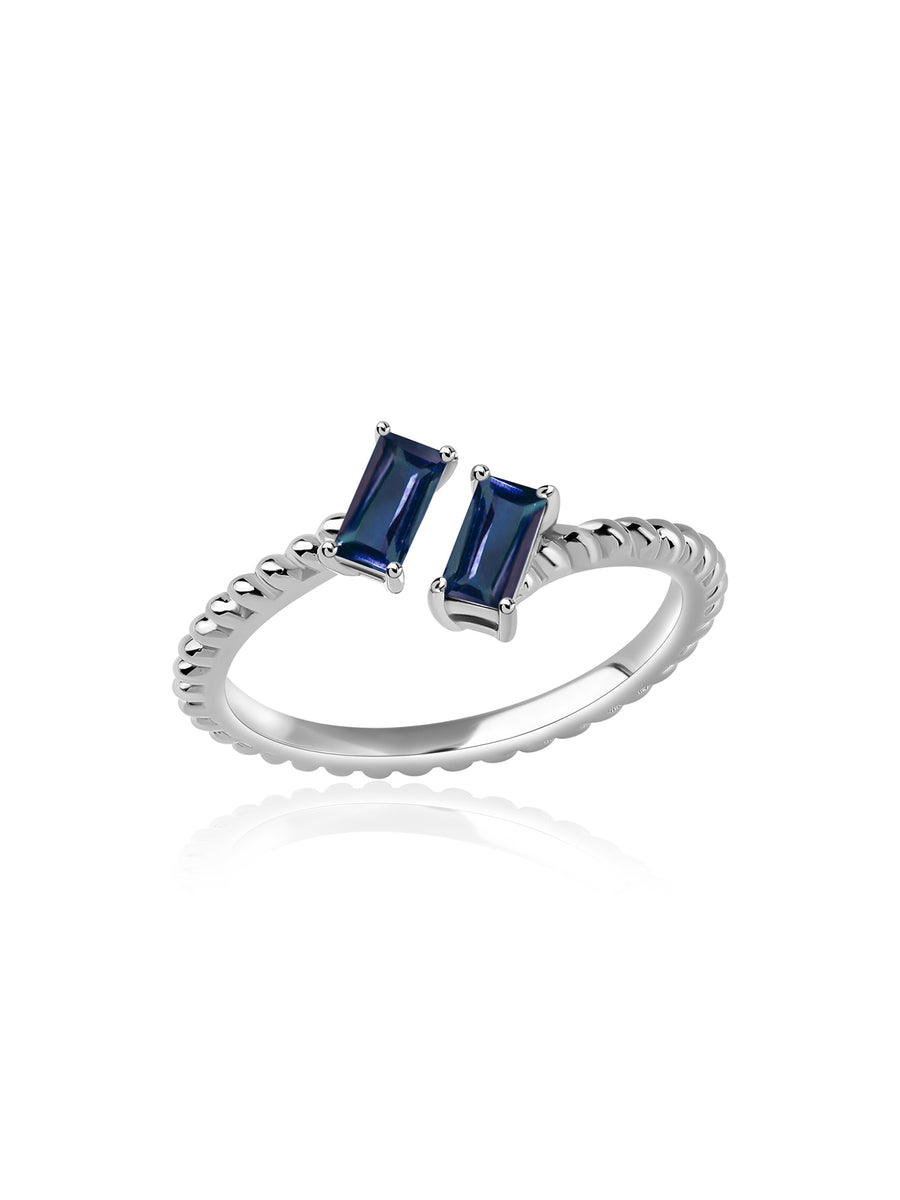 Alexandrite Sleek Silver Baguette Ring