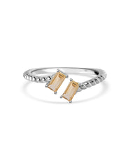 Natural Citrine Sleek Silver Baguette Ring