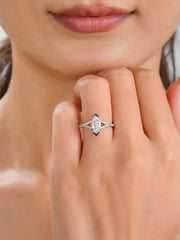 Black and White Silver Ring for Women