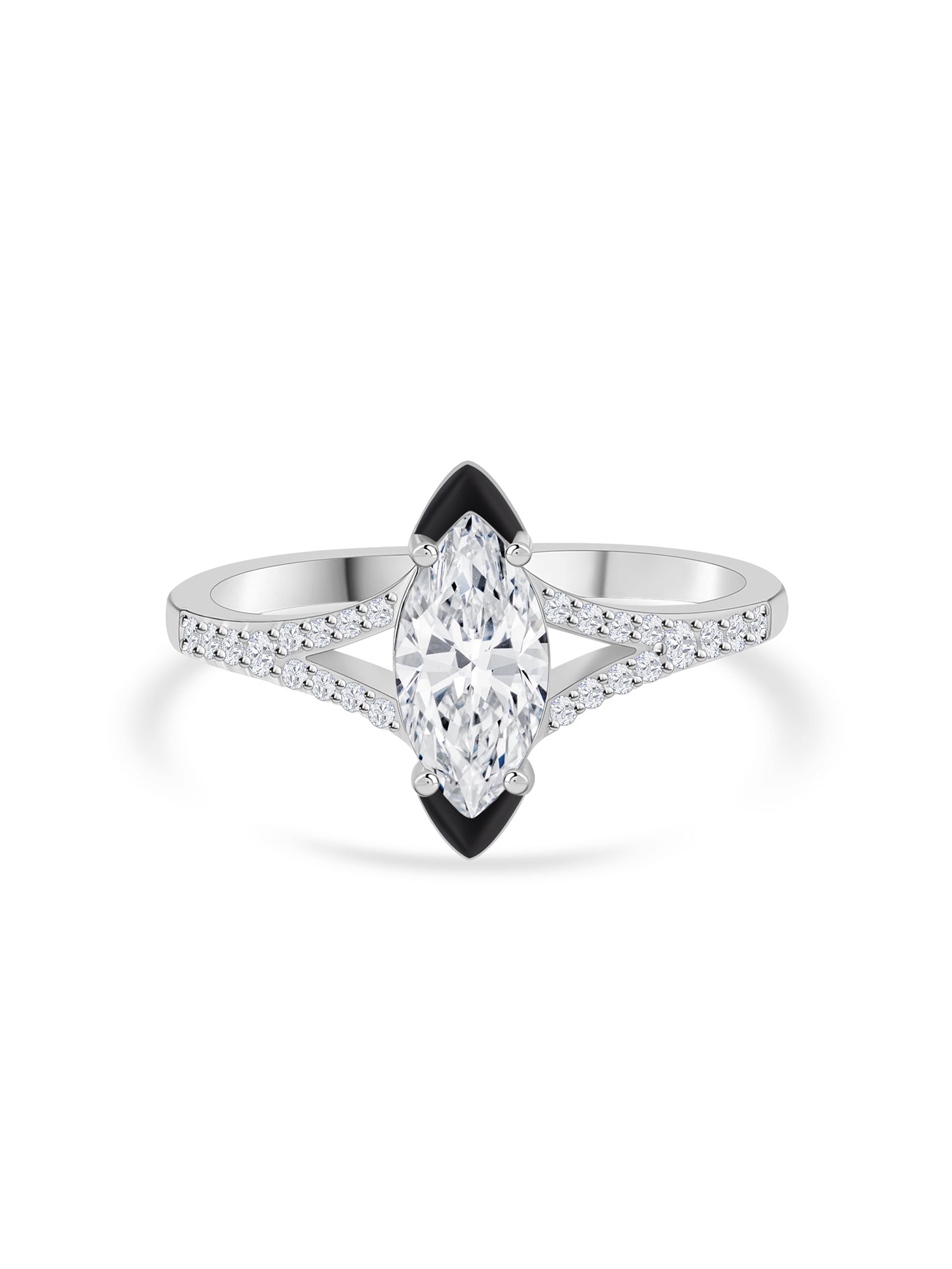 Black and White Silver Ring for Women