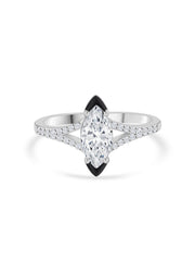 Black and White Silver Ring for Women