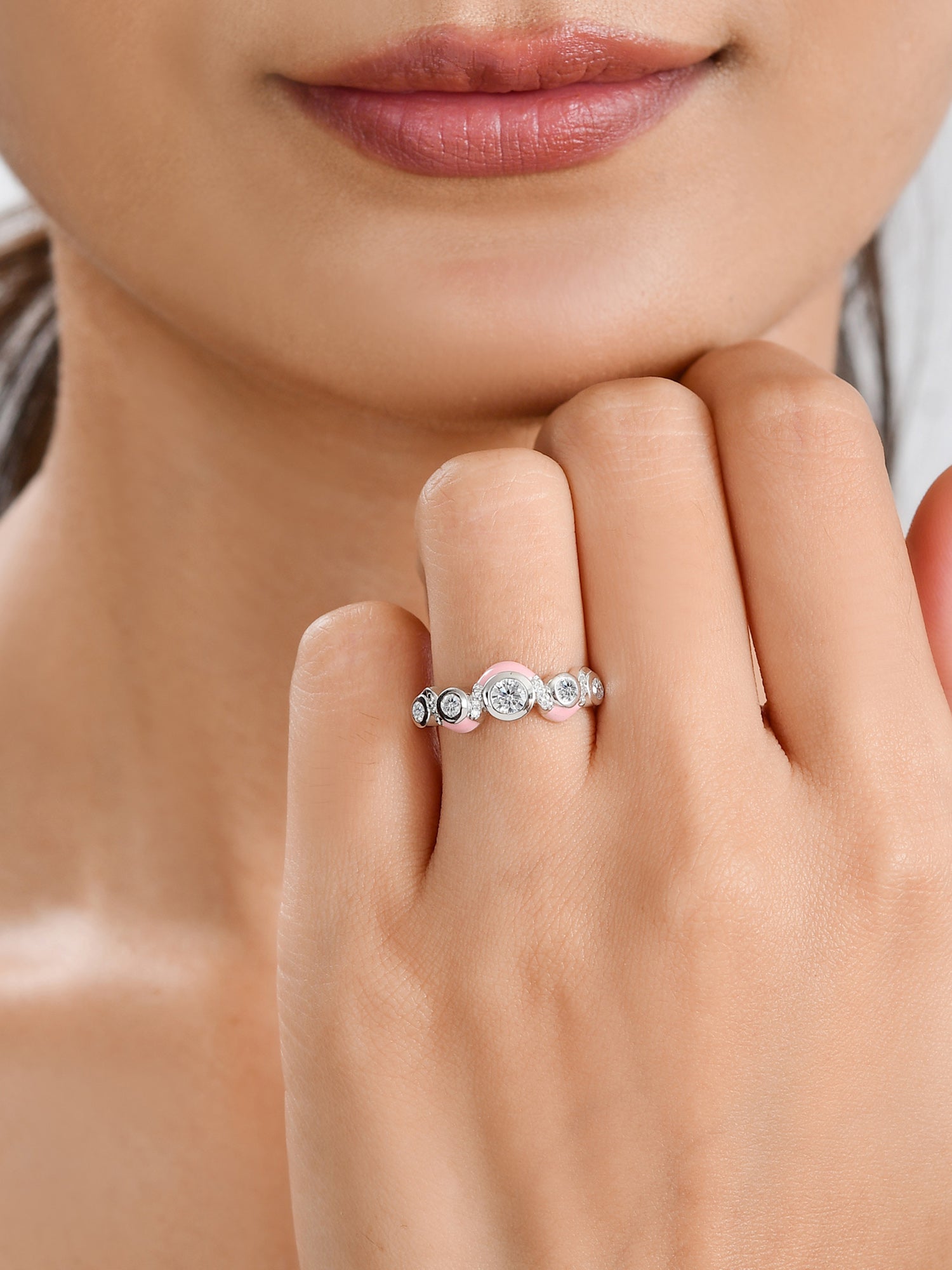 Solitaire Enamel Ring For Women