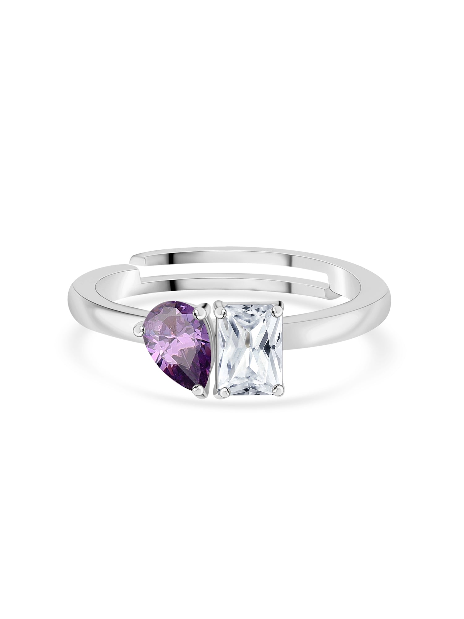 Amethyst Stone Toi Et Moi Silver Ring for Women