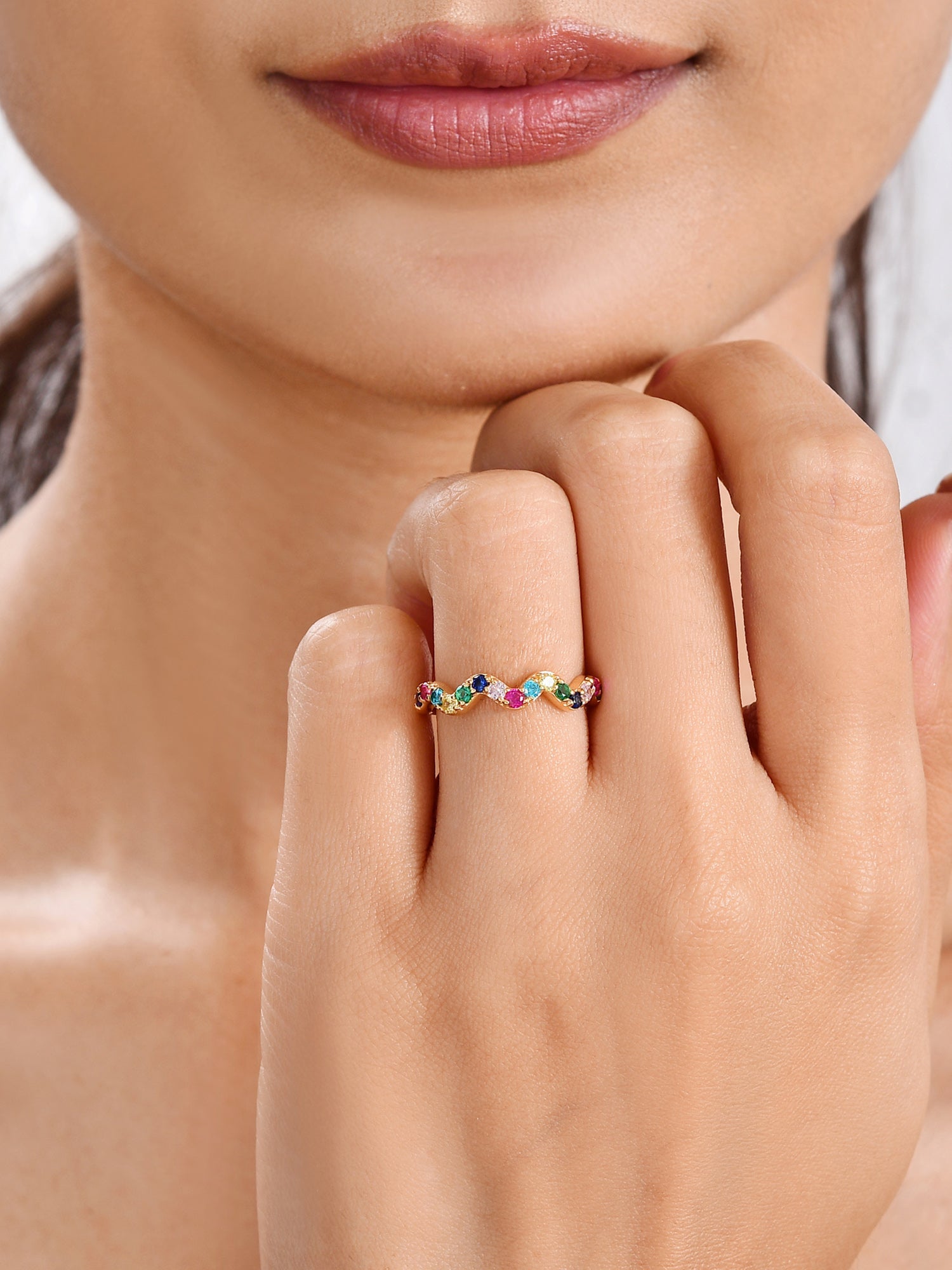 Waves Of Color Gold Ring