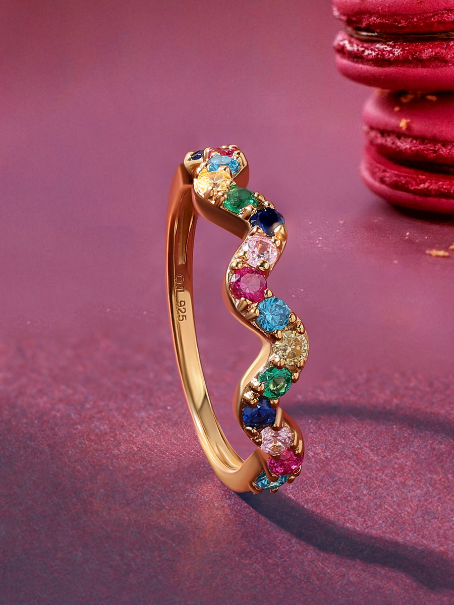 Waves Of Color Gold Ring
