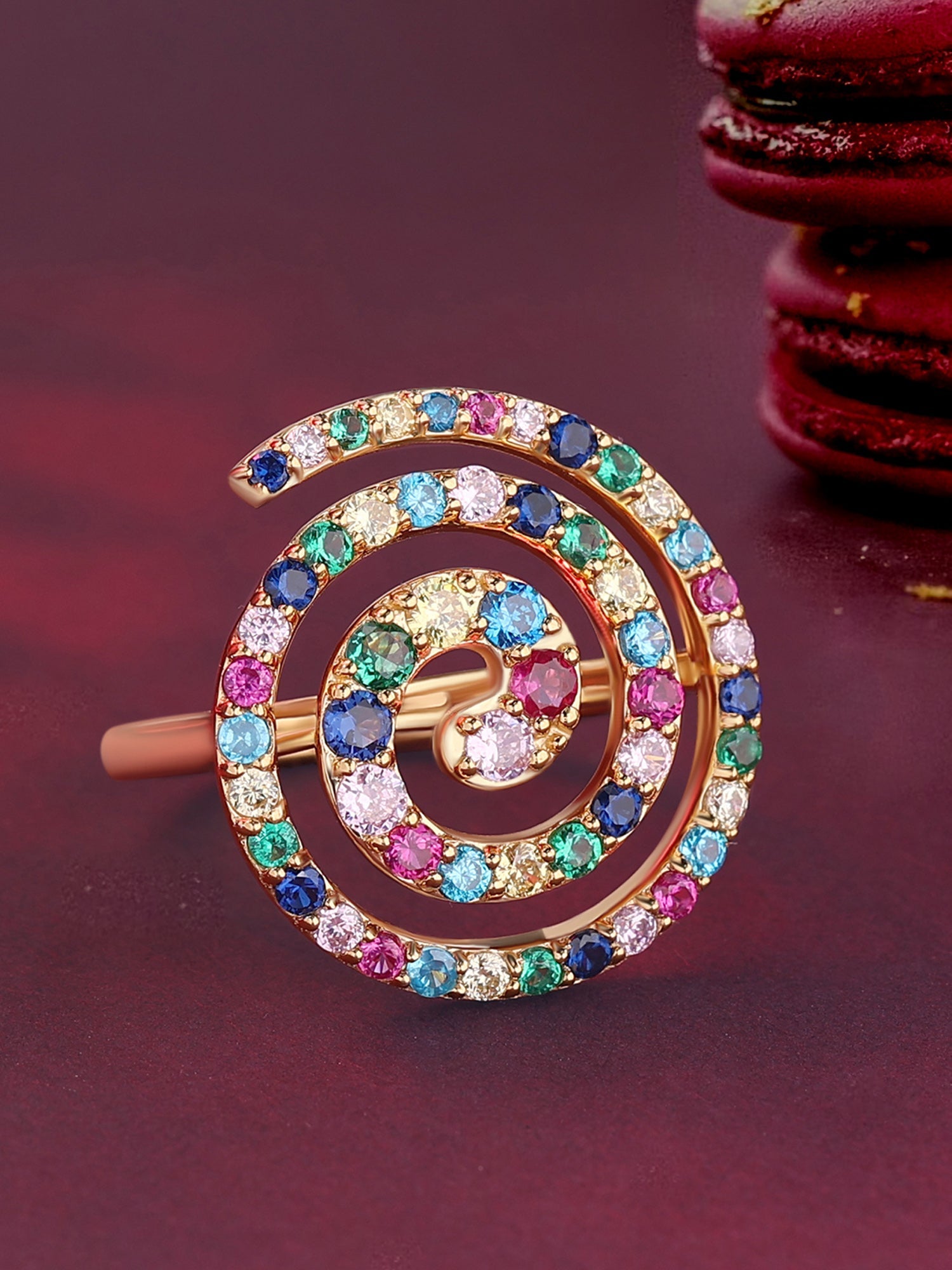 Color Pops Multicolor Cocktail Gold Ring
