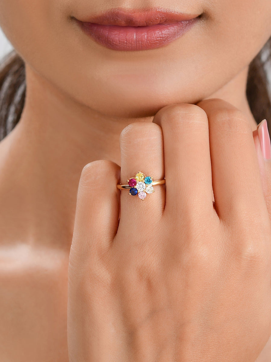 Multi Star Silver Gold Ring
