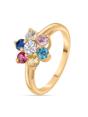 Multi Star Silver Gold Ring-2
