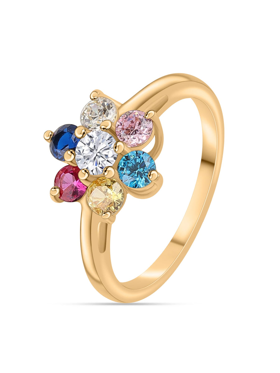 Multi Star Silver Gold Ring-2
