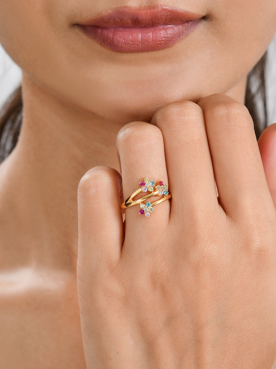 Flower Pops Gold Plated Ring For Women