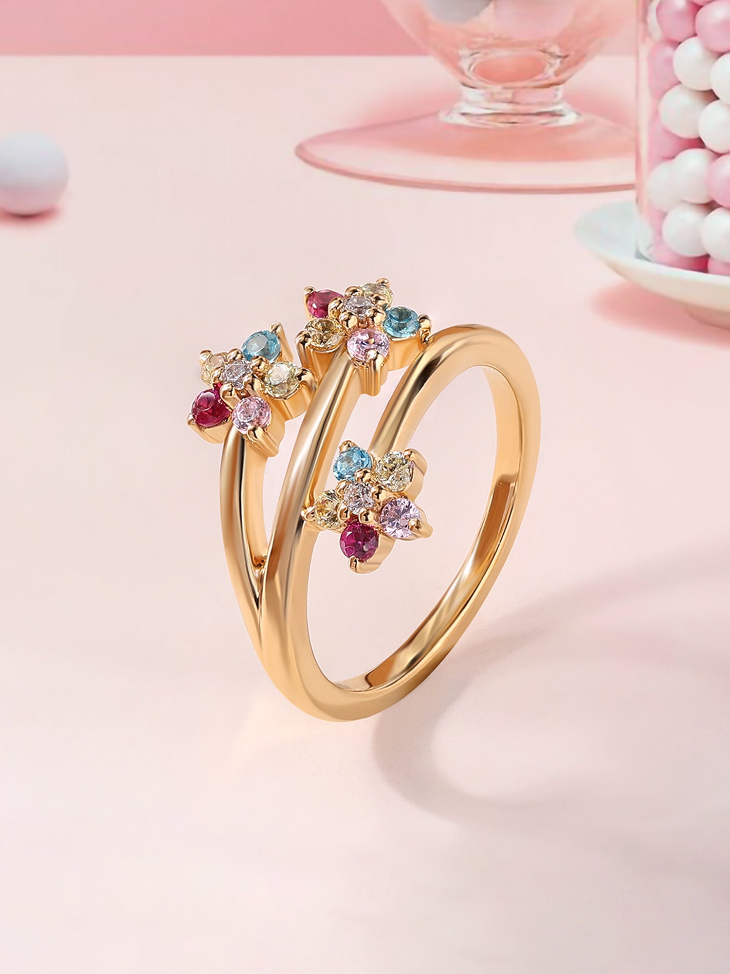 Flower Pops Gold Plated Ring For Women