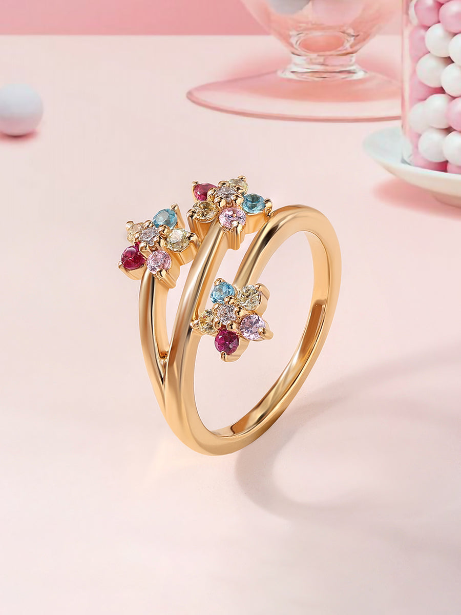 Flower Pops Gold Plated Ring For Women