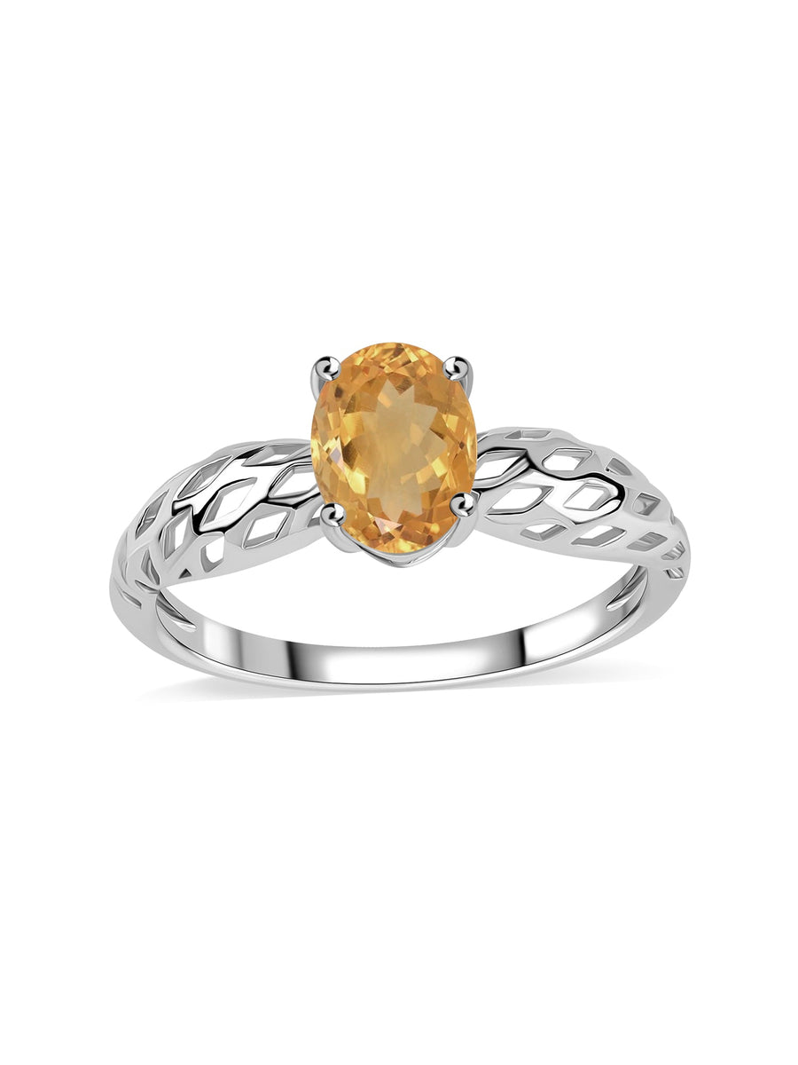 Golden Aura Citrine Oval Silver Ring