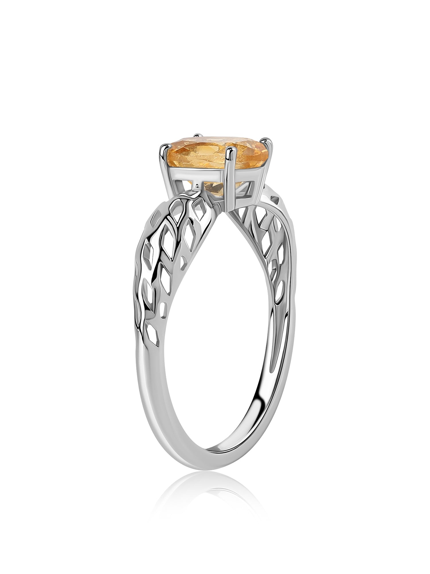 Golden Aura Citrine Oval Silver Ring