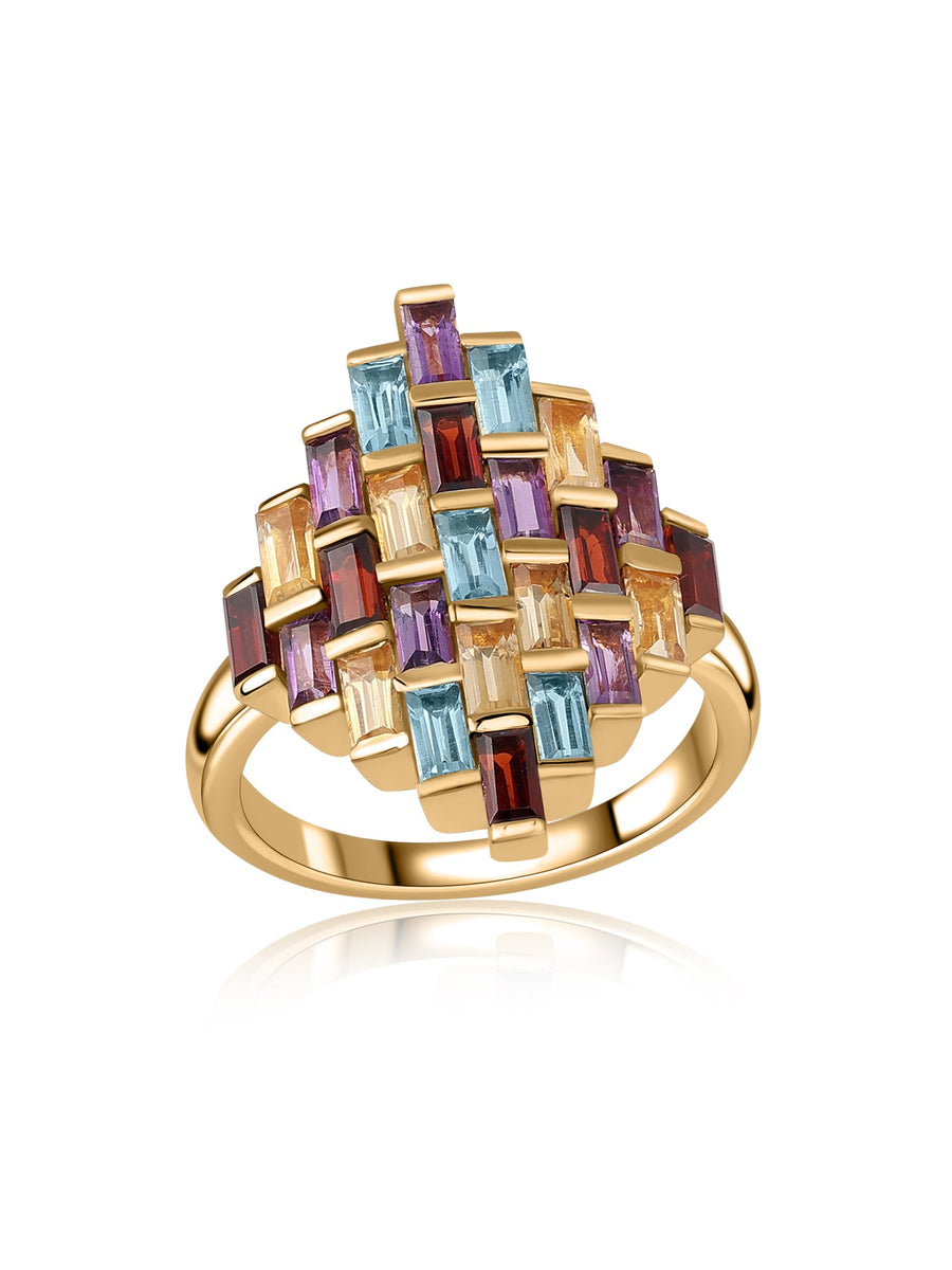 Mosaic Luxe Multi-Gemstone Silver Ring