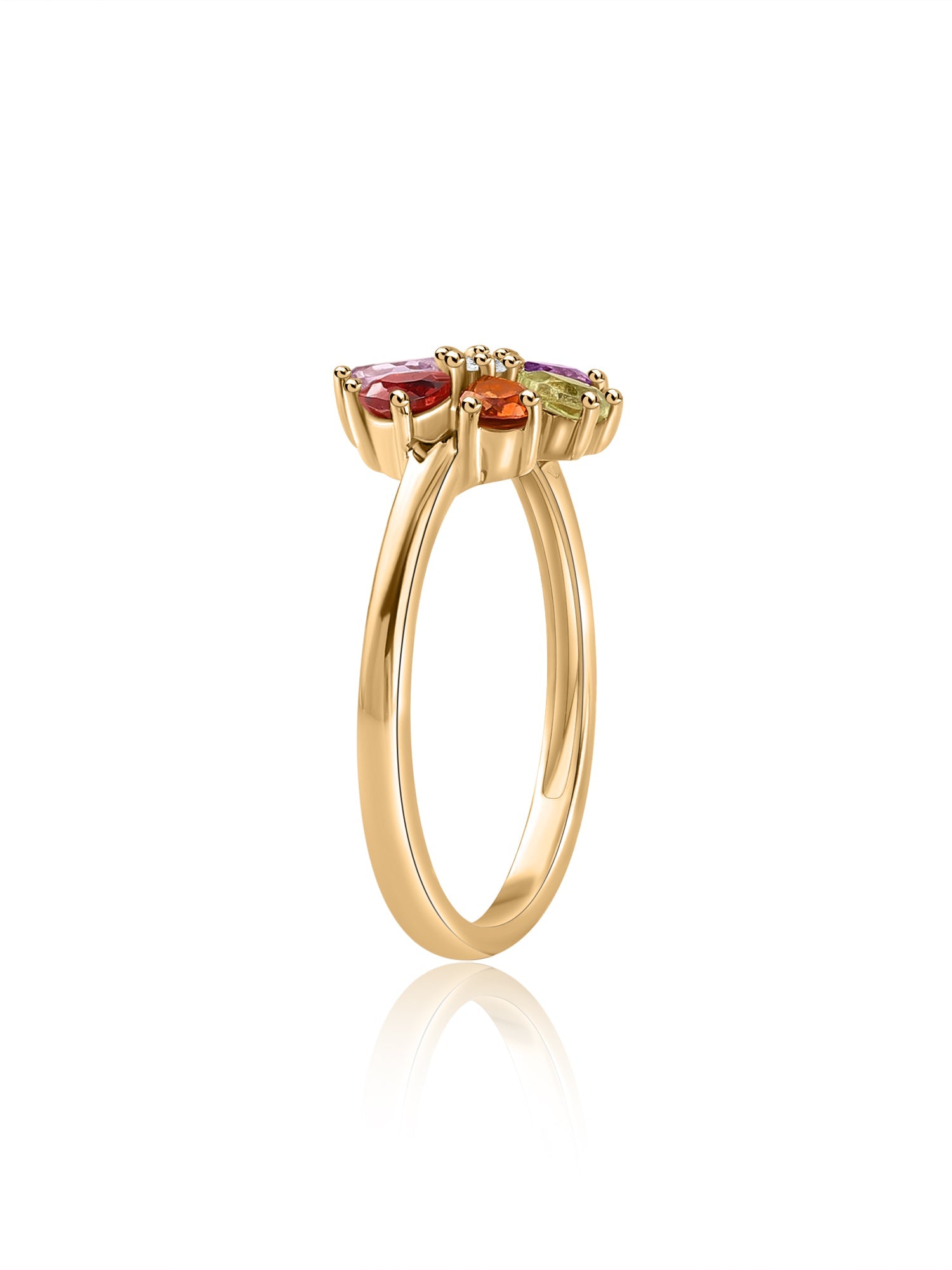 Petal Harmony Multi-Gemstone Silver Ring