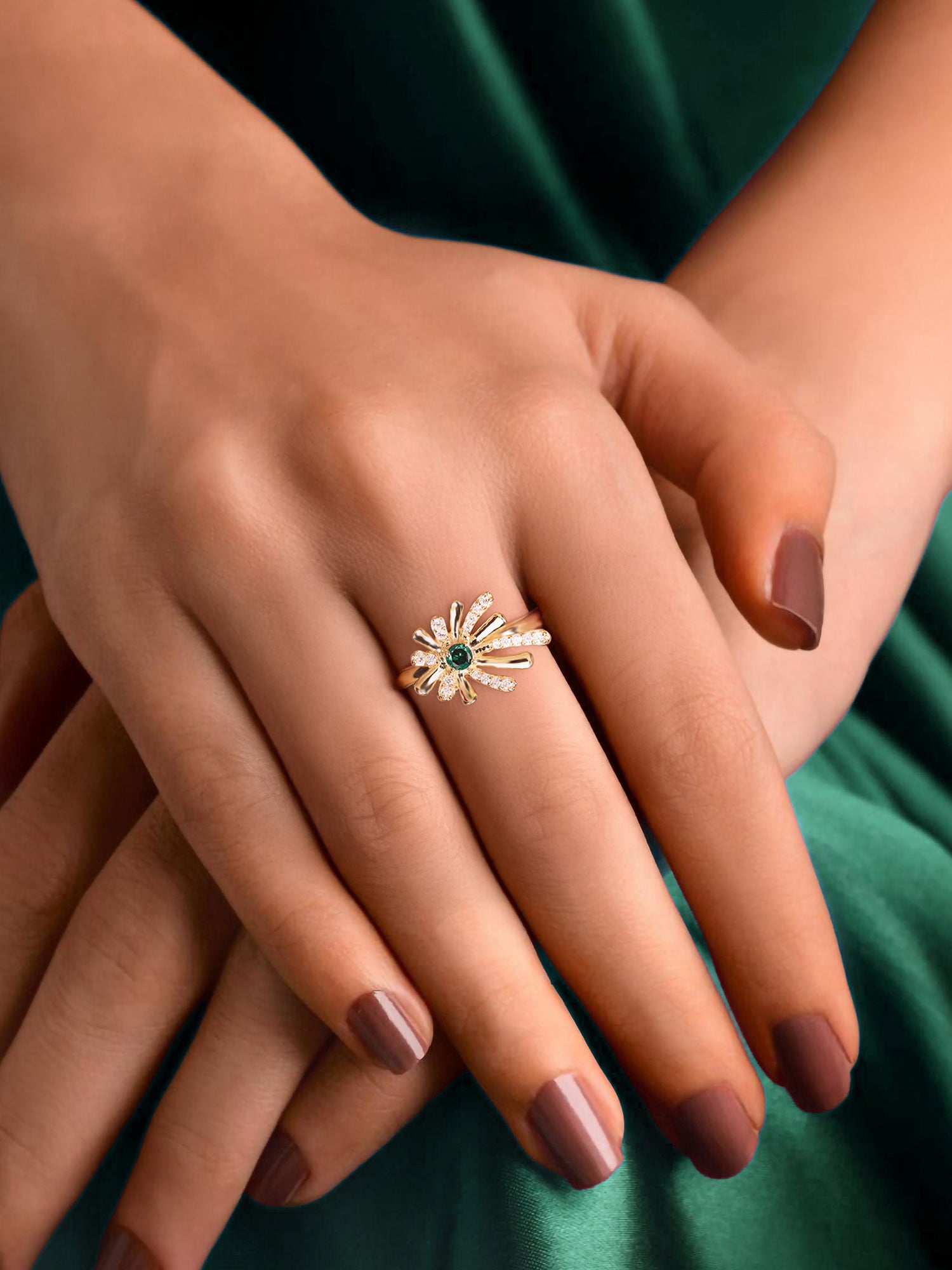 Flower Emerald Ring For Women