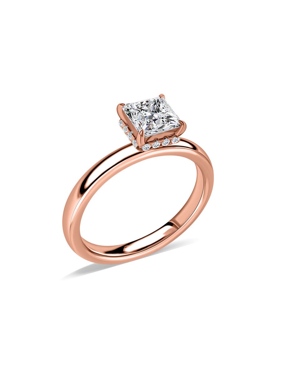 Golden Crown Princess Cut Solitaire Ring
