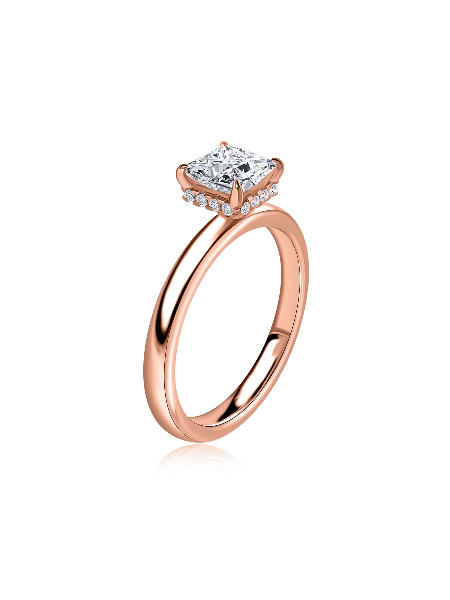Golden Crown Princess Cut Solitaire Ring