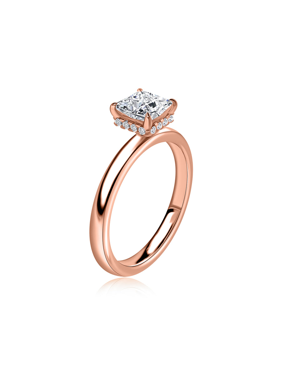 Golden Crown Princess Cut Solitaire Ring
