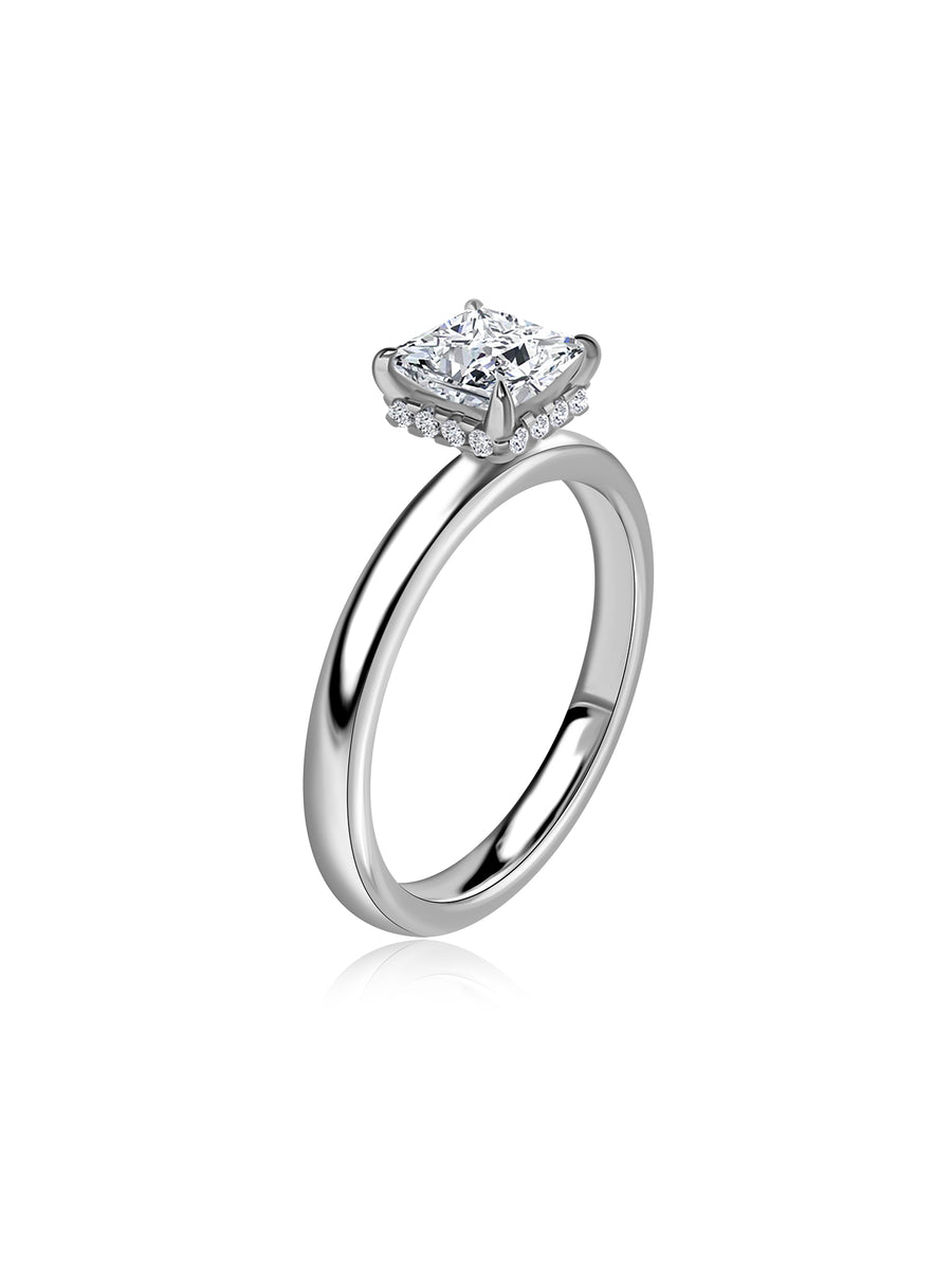 Golden Crown Princess Cut Solitaire Ring