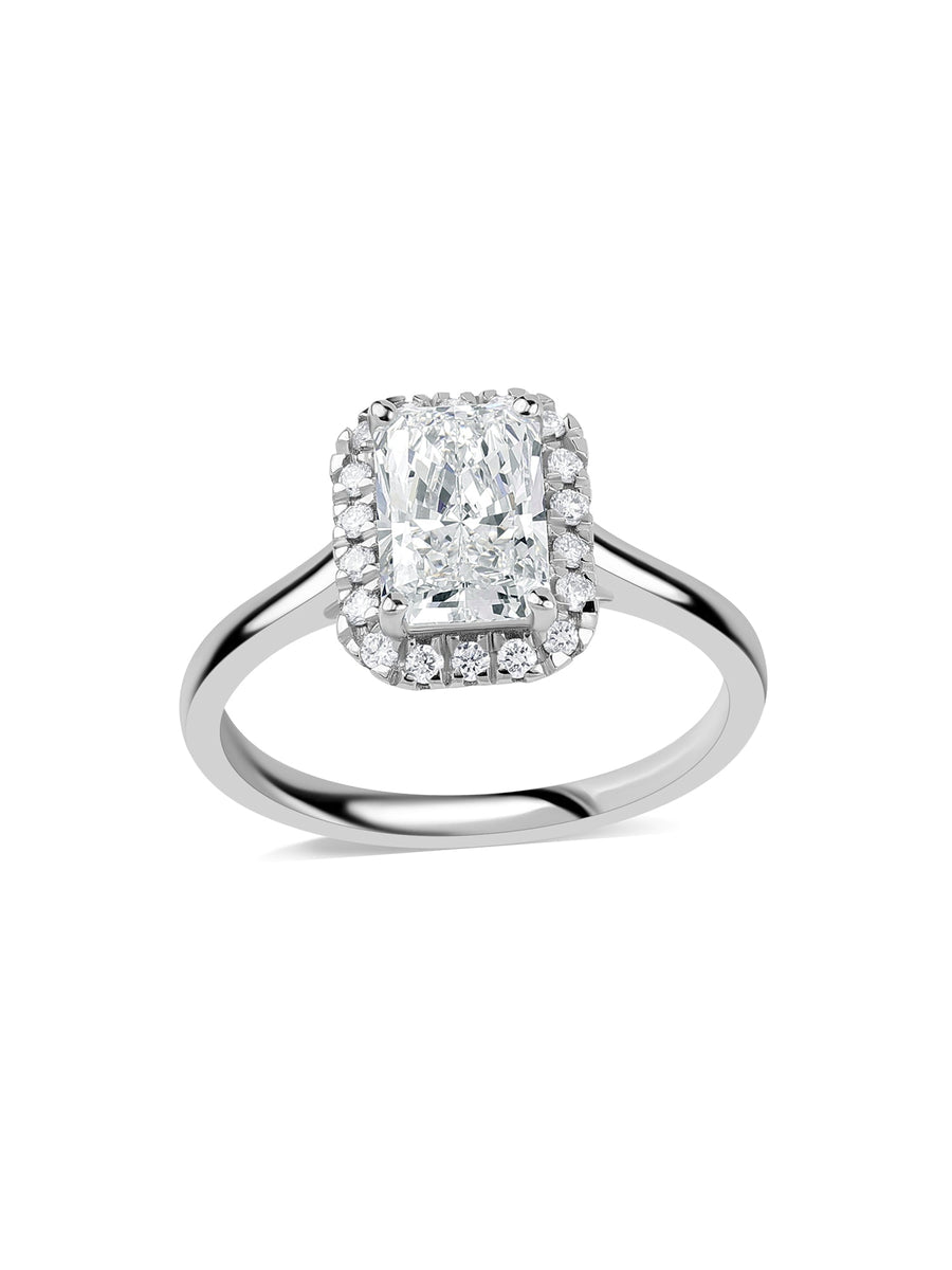 Radiant 1.5 Carat Halo Diamond Ring