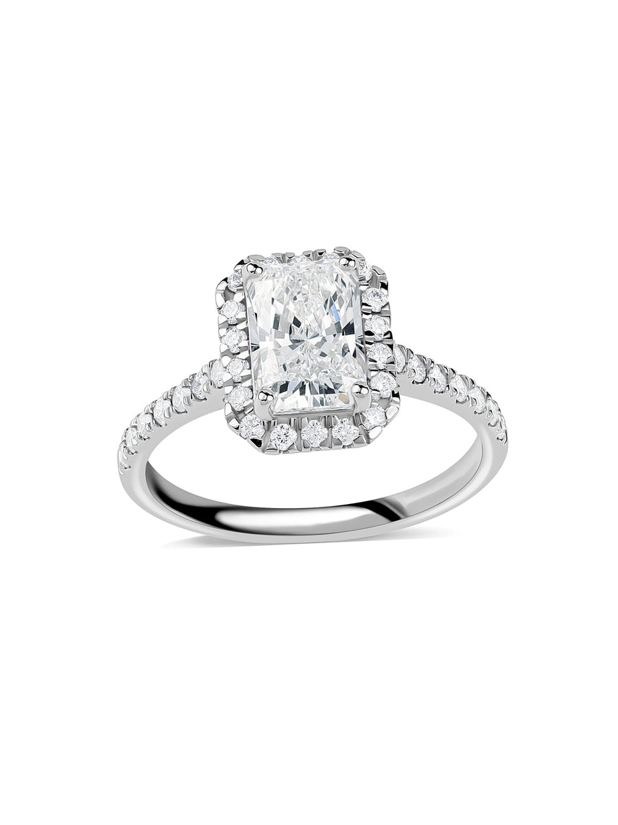 1.50 Carat Radiant Lab Diamond Halo Ring