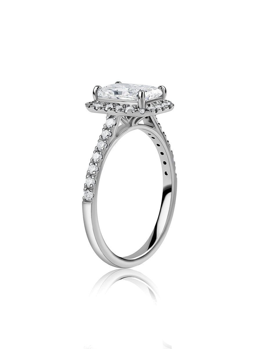 1.50 Carat Radiant Lab Diamond Halo Ring