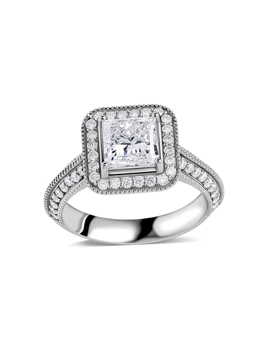 Ornate Princess 1.55 Carat Lab Grown Diamond Ring