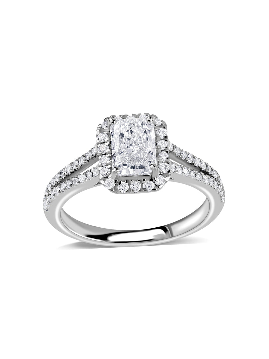 Ornate Radiant 1 Carat Halo Ring