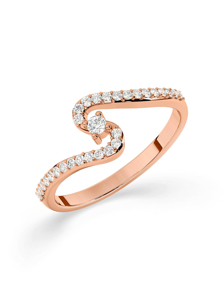 Lab Grown Wave Diamond Ring In Gold