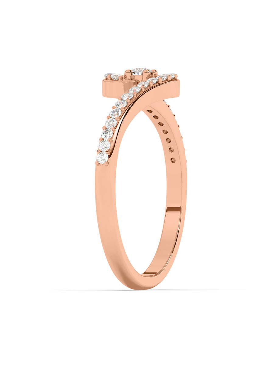 Lab Grown Wave Diamond Ring In Gold