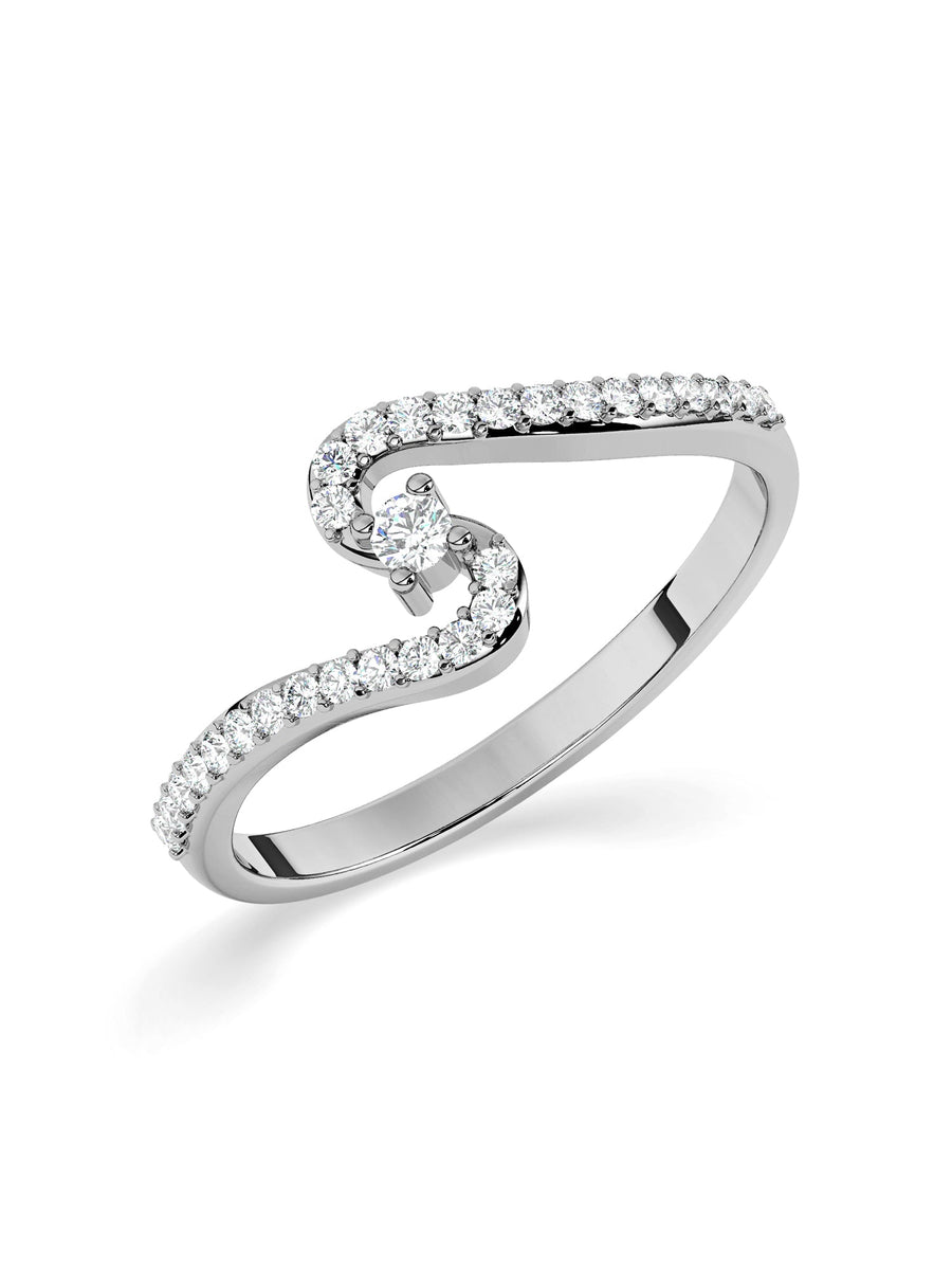 Lab Grown Wave Diamond Ring In Gold