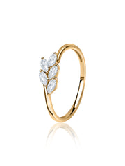 Natural White Zircon Dew Leafy Ring