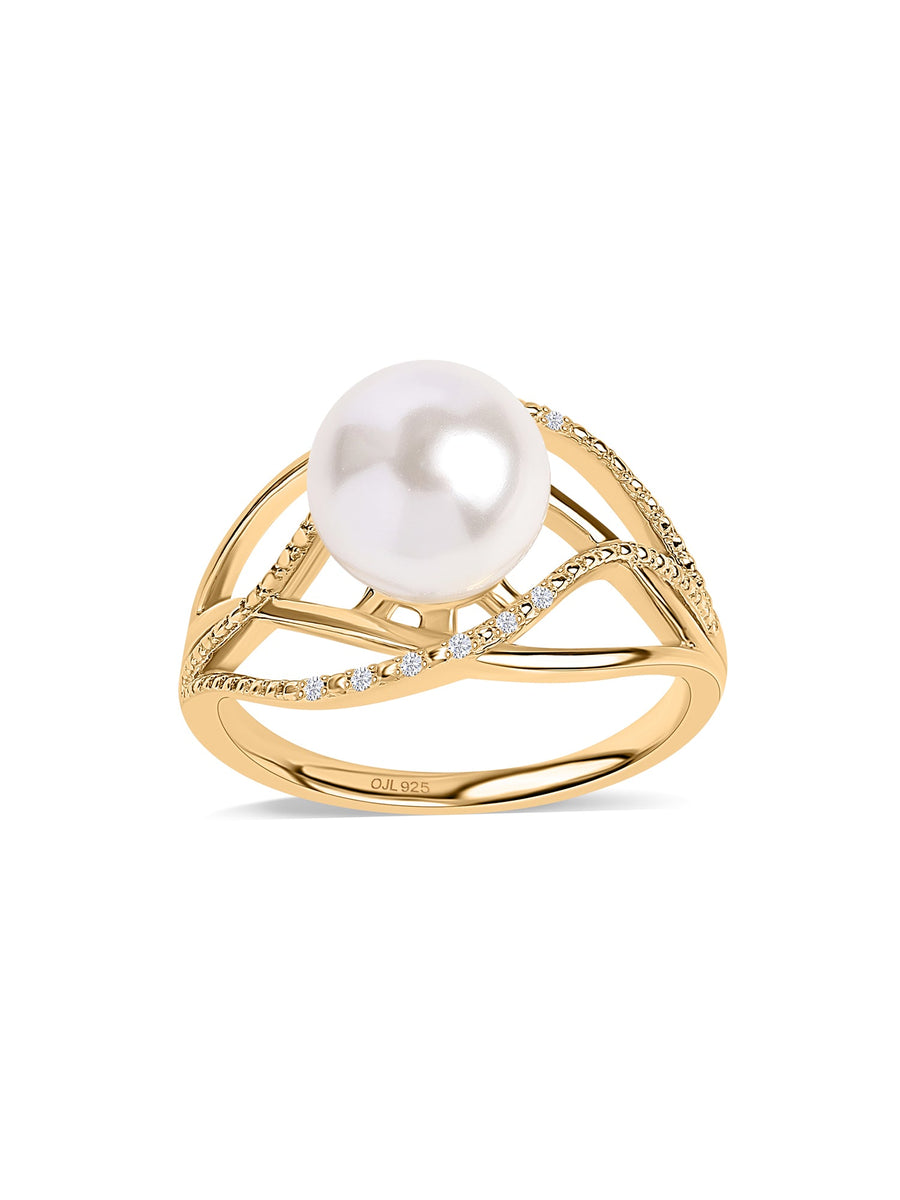 Pearl Gold Crossover Ring