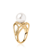 Pearl Gold Crossover Ring