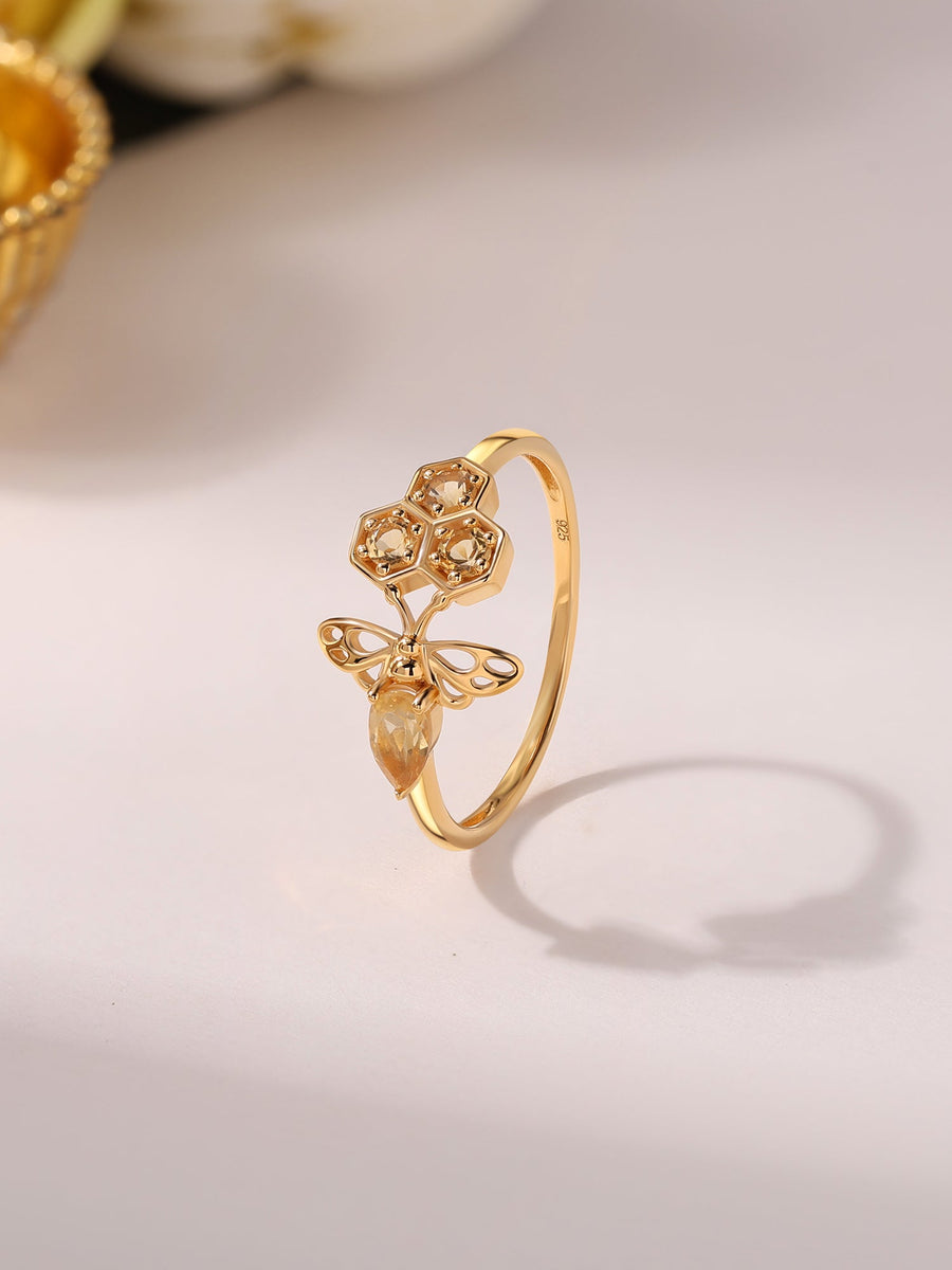 Natural Citrine Bee Ring