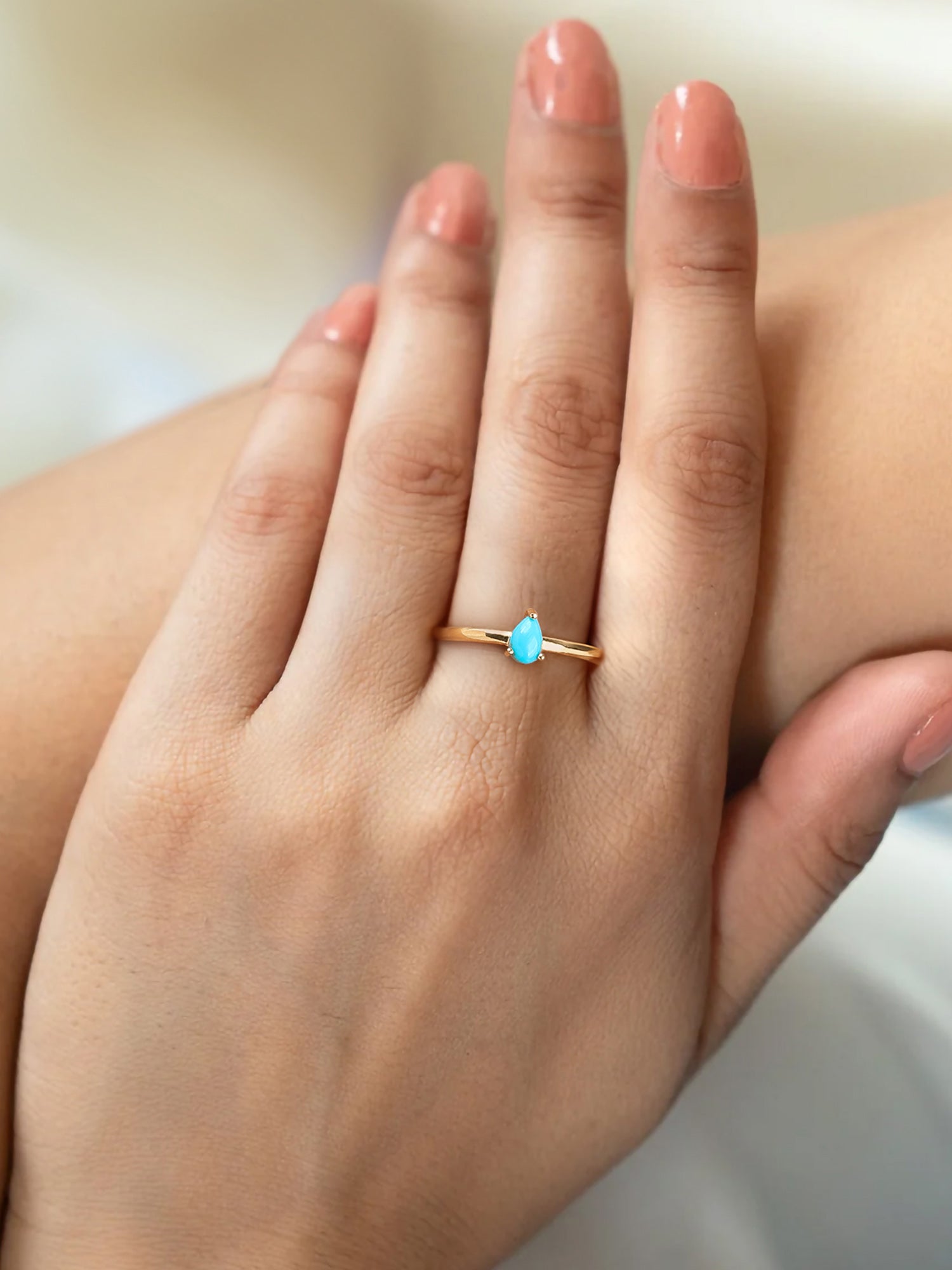 Turquoise Pear Band Ring