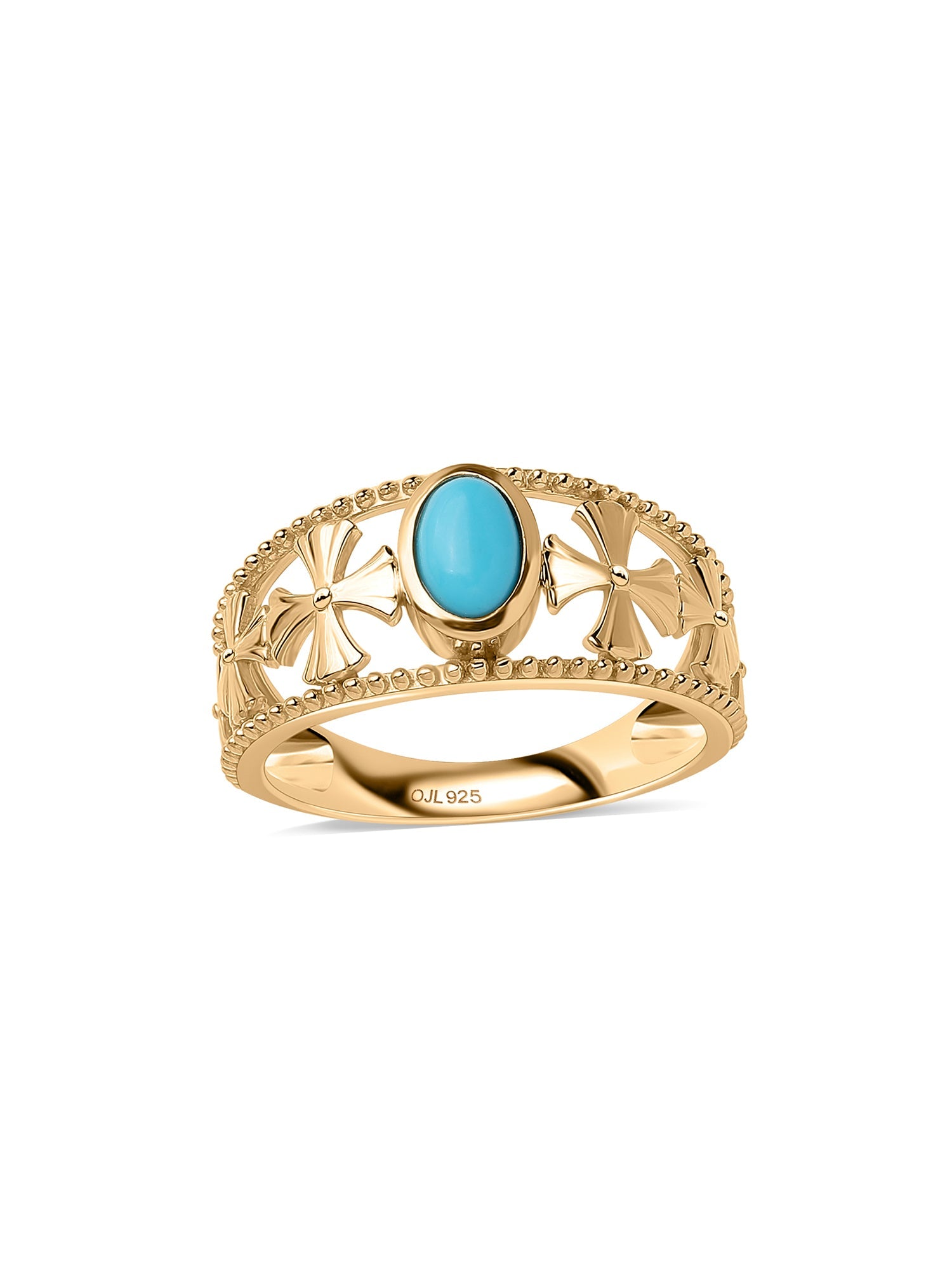 Tudor Cross Turquoise Ring-1