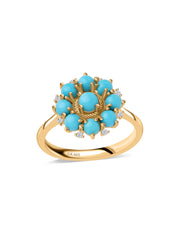 Turquoise Beads Flower Ring