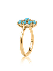 Turquoise Beads Flower Ring