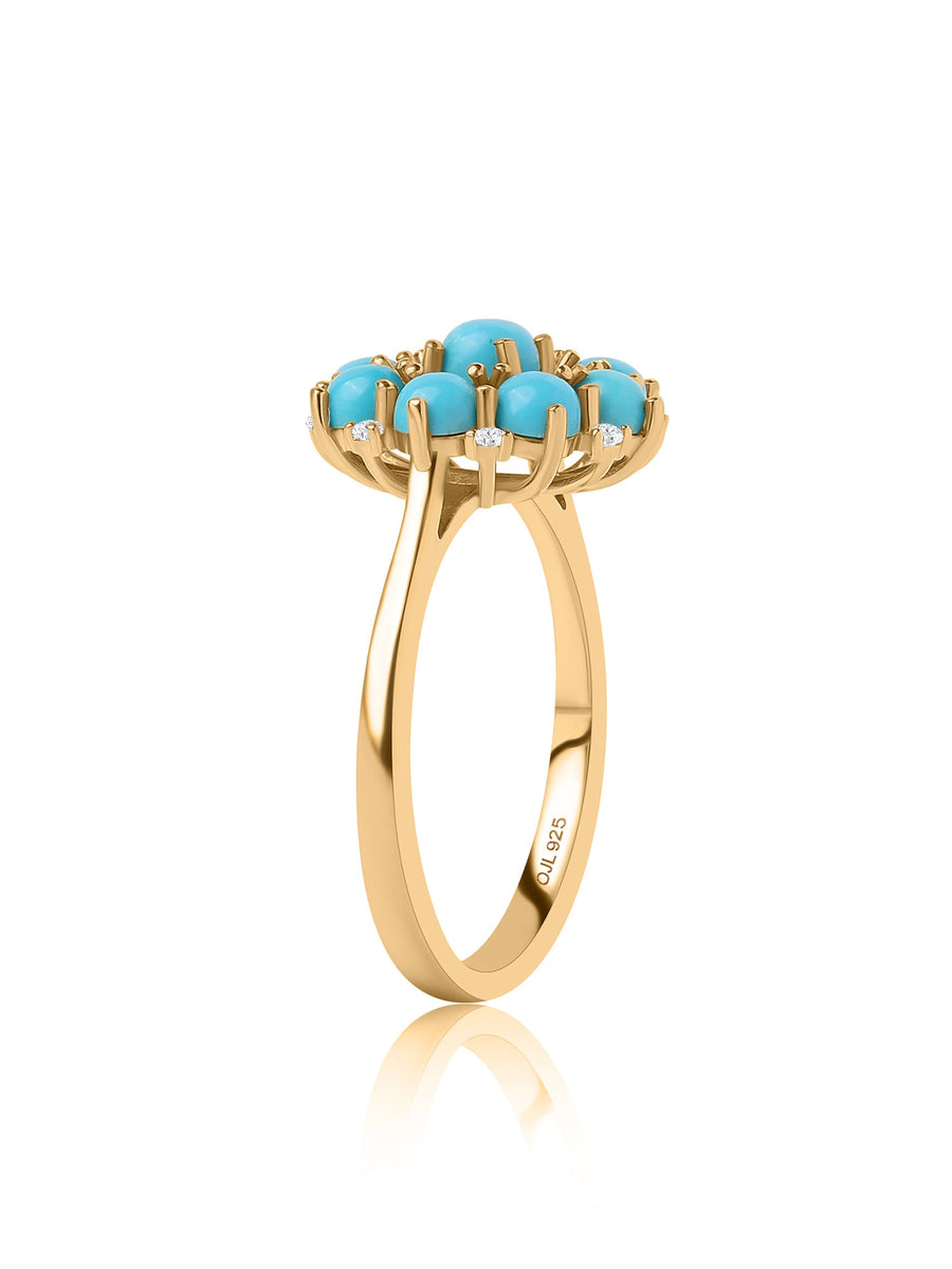 Turquoise Beads Flower Ring