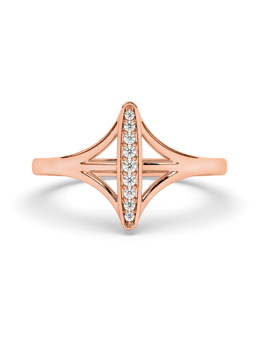 Lab Grown Bar Diamond Ring In Gold