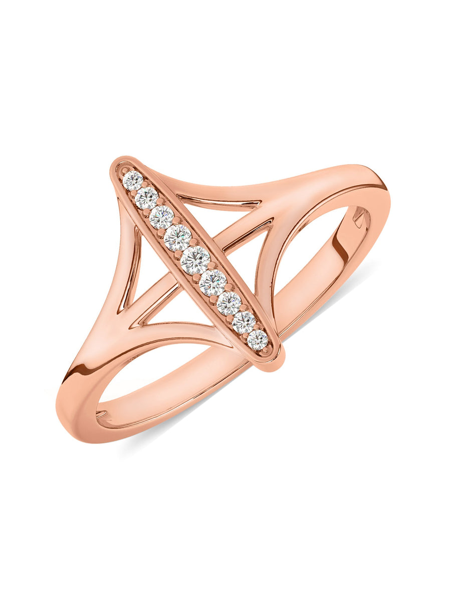 Lab Grown Bar Diamond Ring In Gold