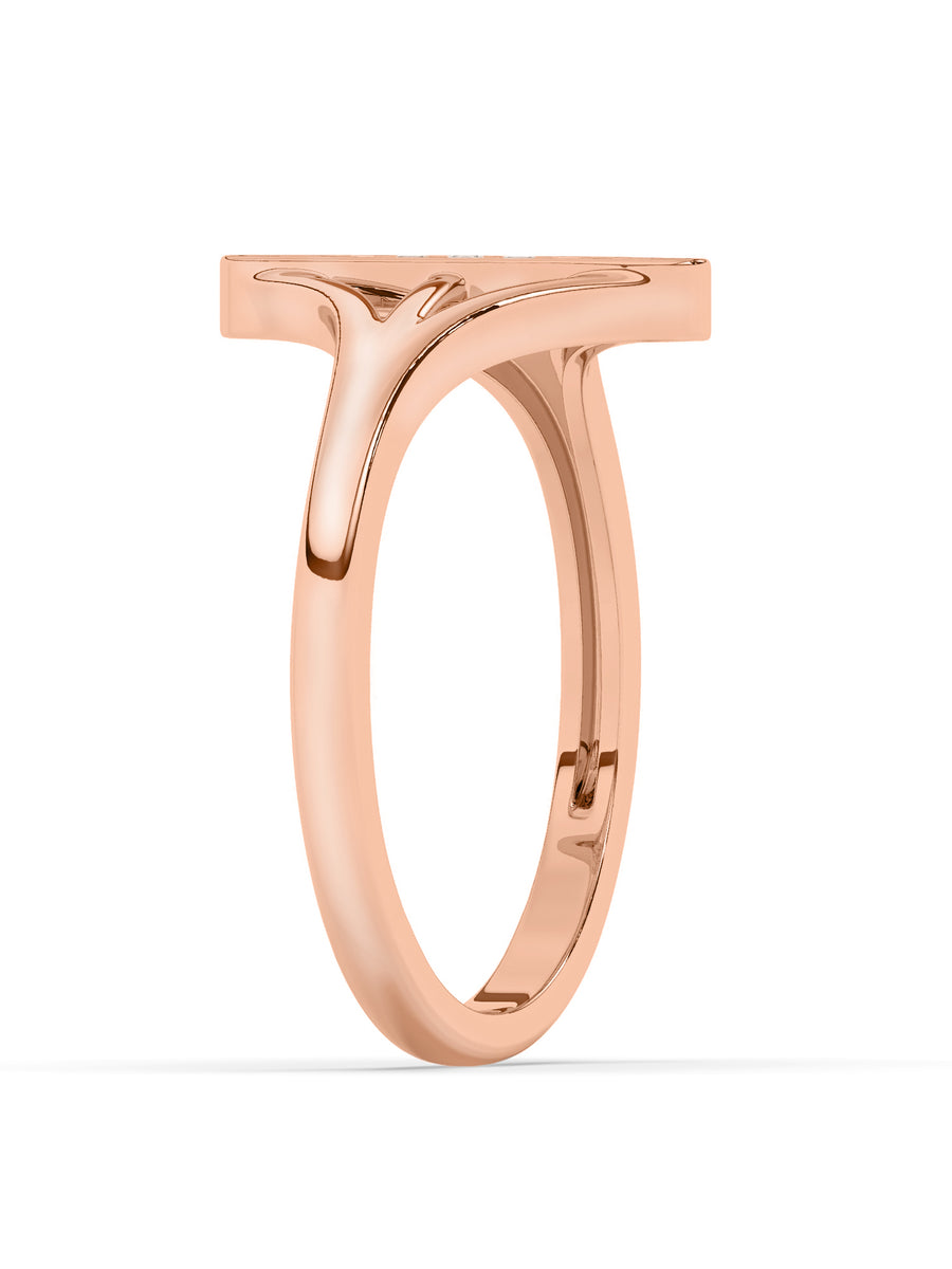 Lab Grown Bar Diamond Ring In Gold