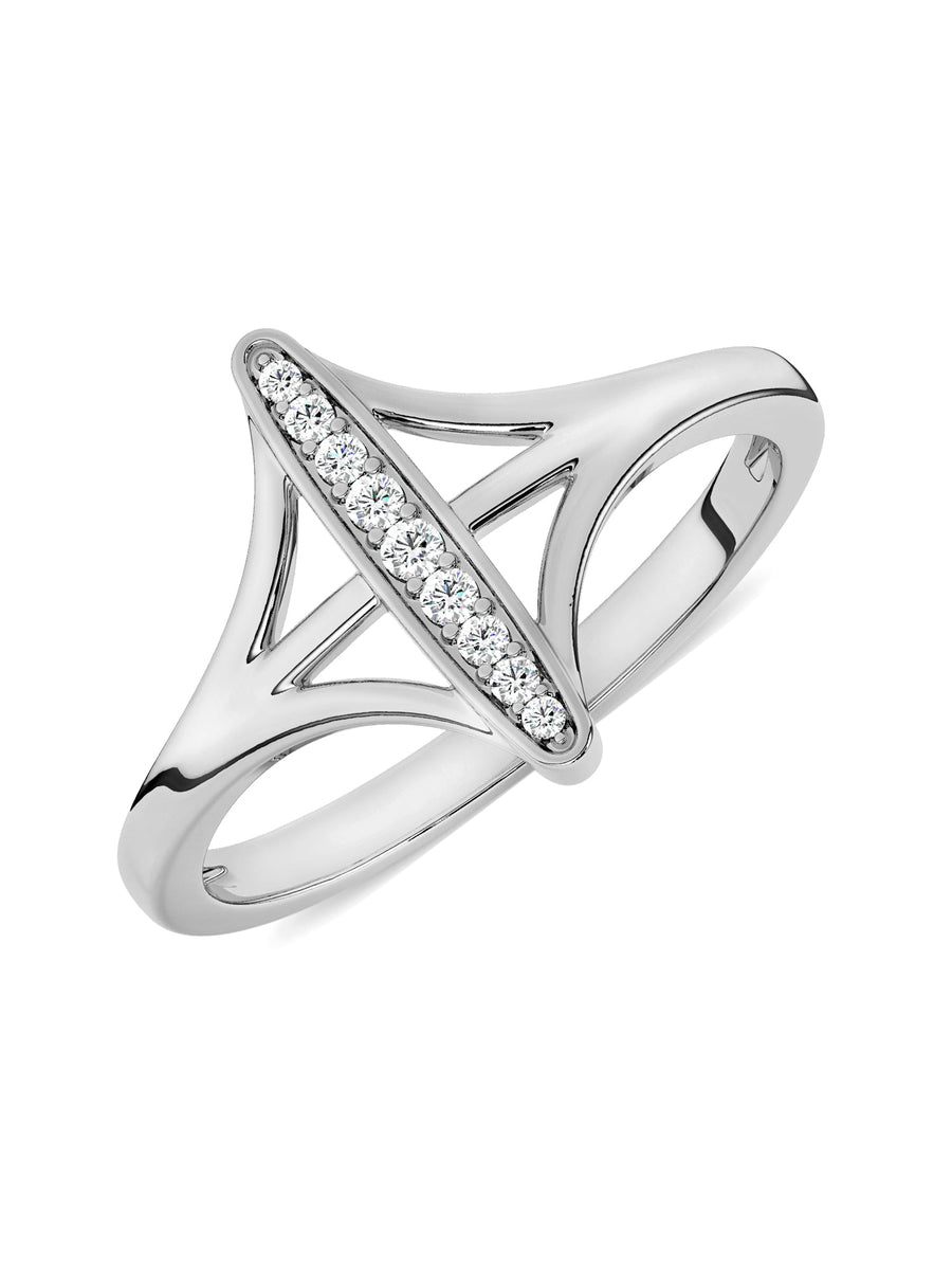 Lab Grown Bar Diamond Ring In Gold
