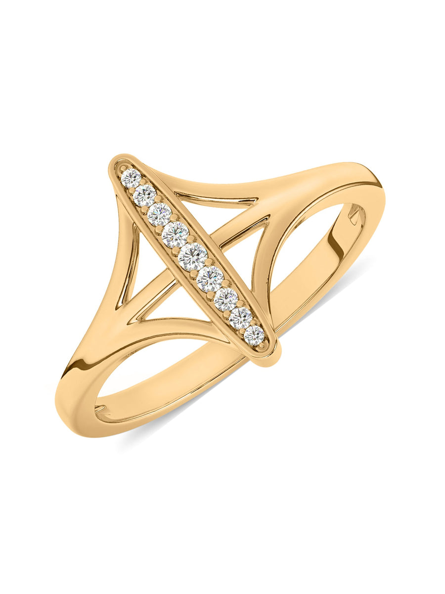 Lab Grown Bar Diamond Ring In Gold