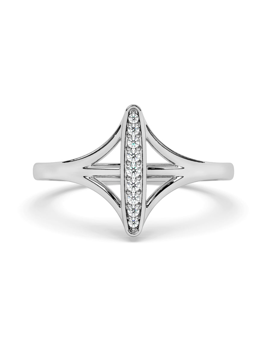 Lab Grown Bar Diamond Ring In Gold