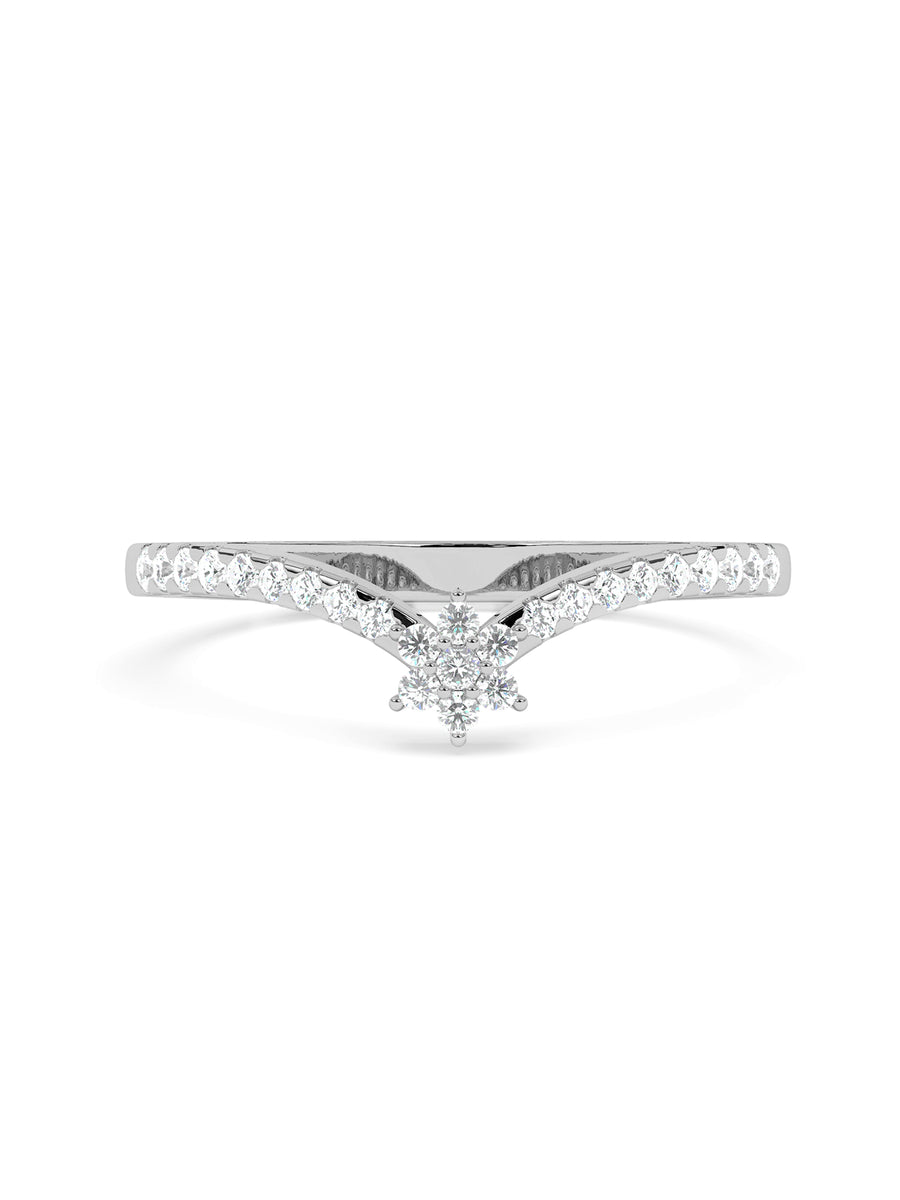 Lab Grown Flower Diamond Ring In Gold